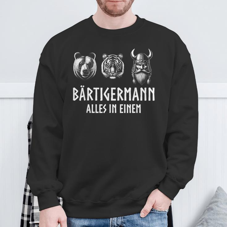 Bärtigermann Alles In Einem Bear Tiger Viking Man Black Sweatshirt Geschenke für alte Männer