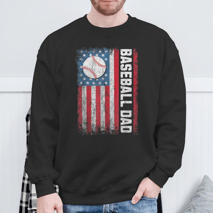 Baseball Dad Usa American Flag Patriotic Dad Father's Day Sweatshirt Gifts for Old Men