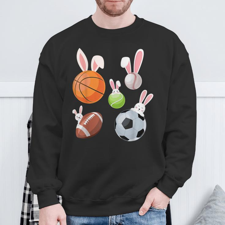 Basketball Baseball Football Soccer Sports Easter Bunny Sweatshirt Gifts for Old Men