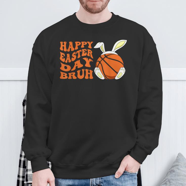 Basketball Easter Rabbit Bunny Happy Easter Day Bruh Sweatshirt Gifts for Old Men