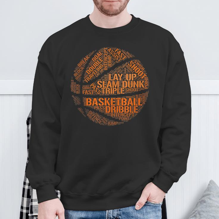 Basketball Terms Motivational Word Cloud Boys Girls Sweatshirt Gifts for Old Men