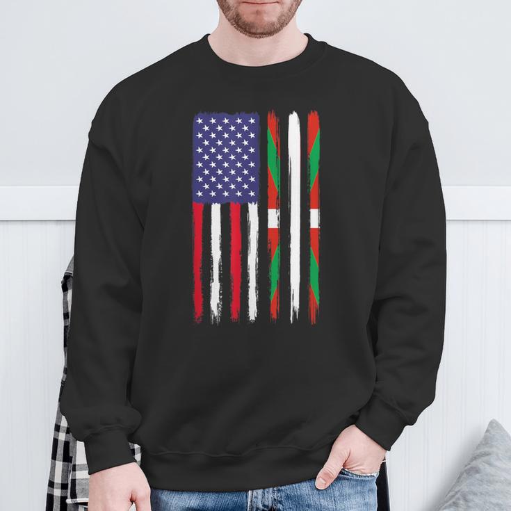 Basque Roots Half American Flag Patriotic Basque Sweatshirt Gifts for Old Men