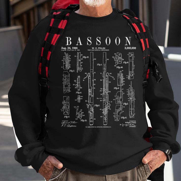 Bassoon Player Vintage Patent Bassoonist Drawing Print Sweatshirt Gifts for Old Men