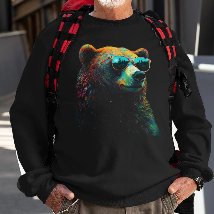 Bear Sunglasses Animal Colourful Forest Animals Bear Sweatshirt Gifts for Old Men