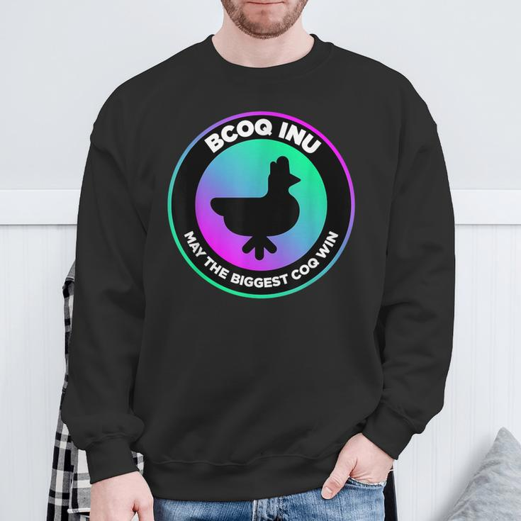 Beautiful Black Coq Inu Silhouette Cryptocurrency Sweatshirt Gifts for Old Men