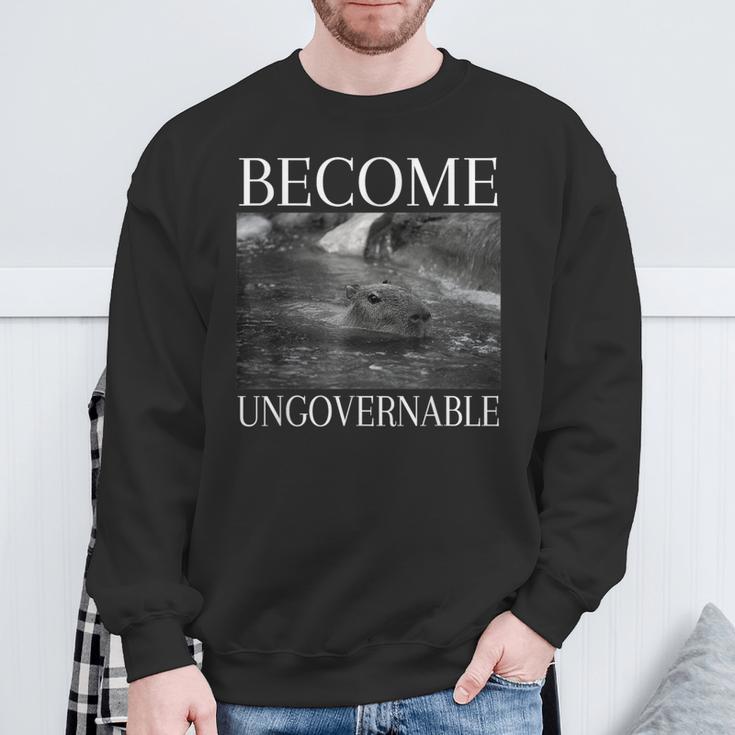 Become Ungovernable Capybara Big Rodent Underwater Sweatshirt Gifts for Old Men