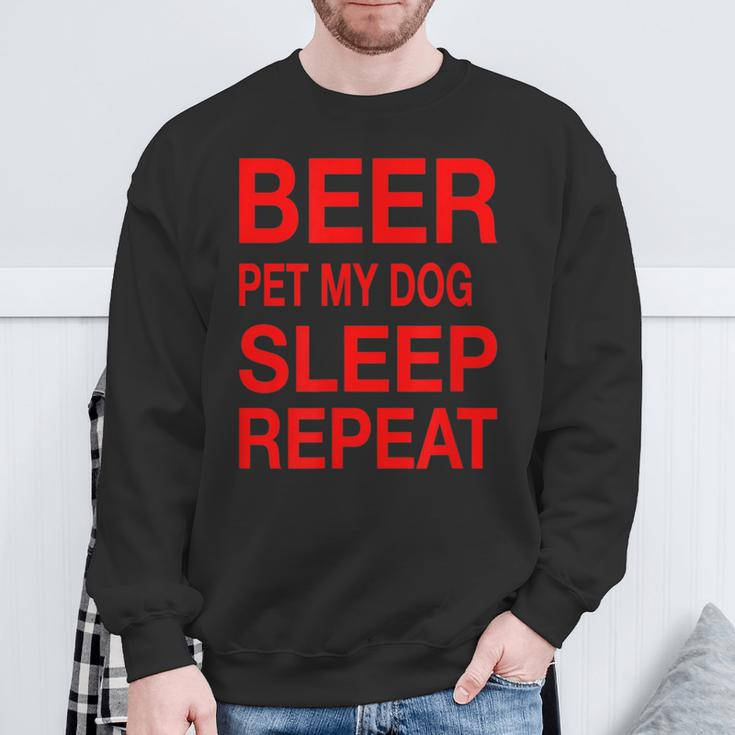 Beer Pet Dog Sleep Repeat Red CDogsLove Sweatshirt Gifts for Old Men