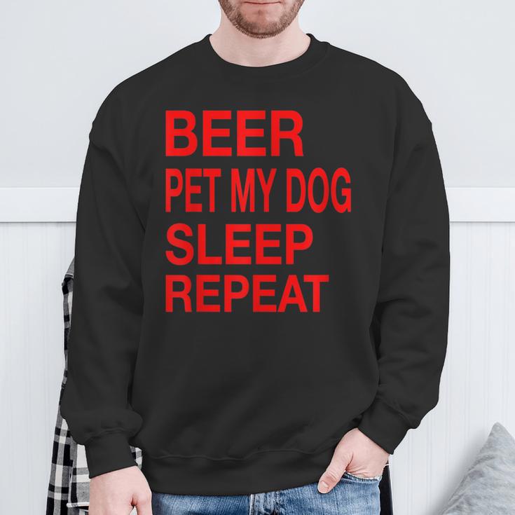 Beer Pet Dog Sleep Repeat Red LDogsLove Sweatshirt Gifts for Old Men