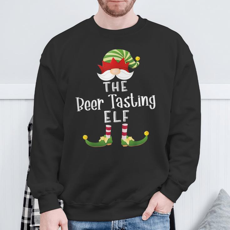 Beer Tasting Elf Group Christmas Pajama Party Sweatshirt Gifts for Old Men