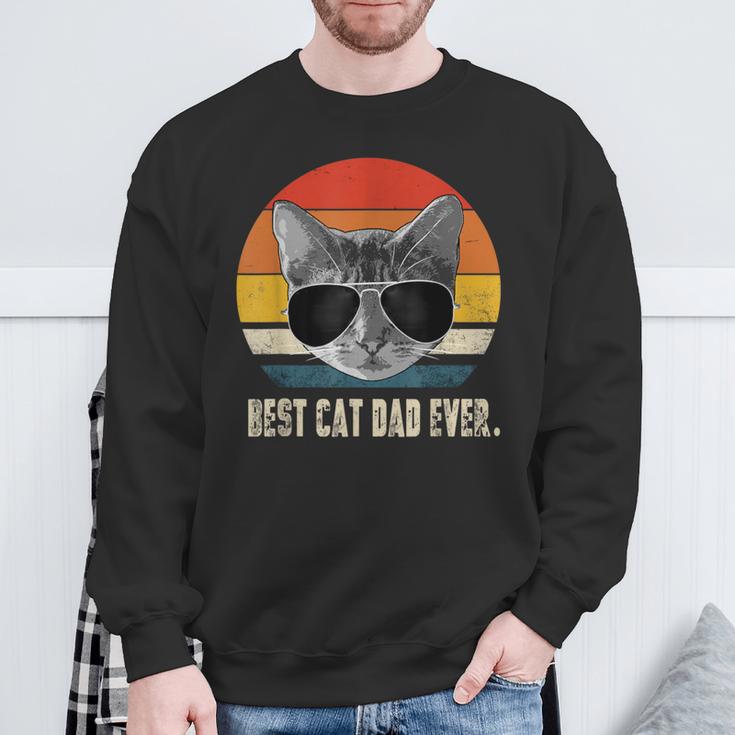 Best Cat Dad Ever Vintage Retro Cat Daddy Cat Father Sweatshirt Gifts for Old Men