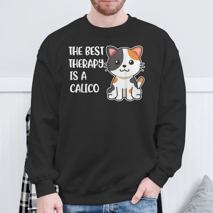 The Best Therapy Is A Calico Cat Sweatshirt Gifts for Old Men