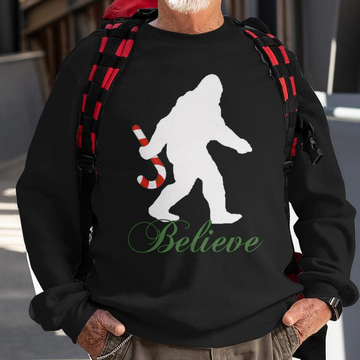 Bigfoot Sasquatch Yeti Believe Candy Cane Christmas Pajamas Sweatshirt Gifts for Old Men