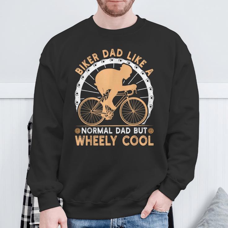 Biker Dad Like A Normal Bicycle Fathers Day Cycling Cyclist Sweatshirt Gifts for Old Men