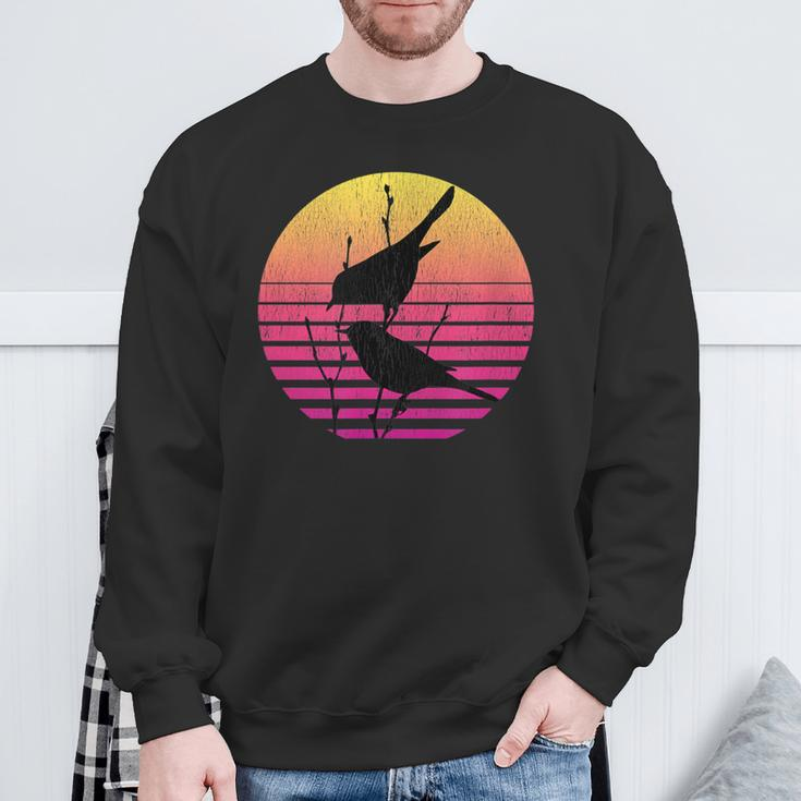 Birds Over A Vintage Sunset Distressed Sweatshirt Gifts for Old Men