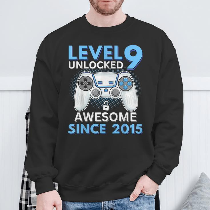 Birthday Boy Level 9 Unlocked Gamer 9 Year Old 9Th Birthday Sweatshirt Gifts for Old Men