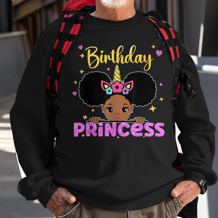 The Birthday Princess Melanin Afro Unicorn Cute Matching Sweatshirt Gifts for Old Men