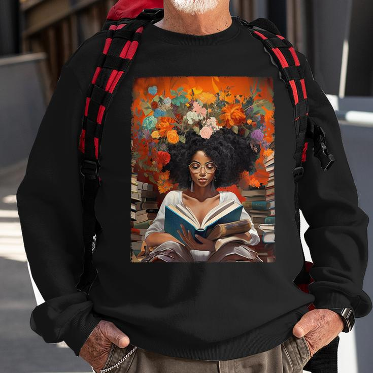 Black History Educated Reading Book Melanin Queen Afro Women Sweatshirt Gifts for Old Men