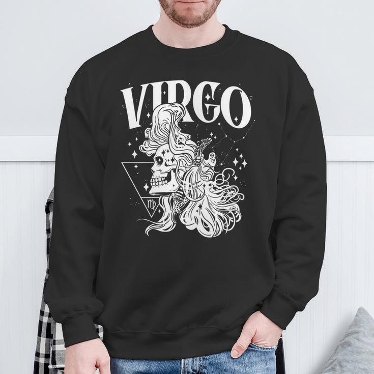 Blackcraft Zodiacsign Virgo Skull Nature Witch Constellation Sweatshirt Gifts for Old Men