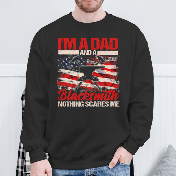 Blacksmith Dad American Flag Father's Day Blacksmithing Sweatshirt Gifts for Old Men