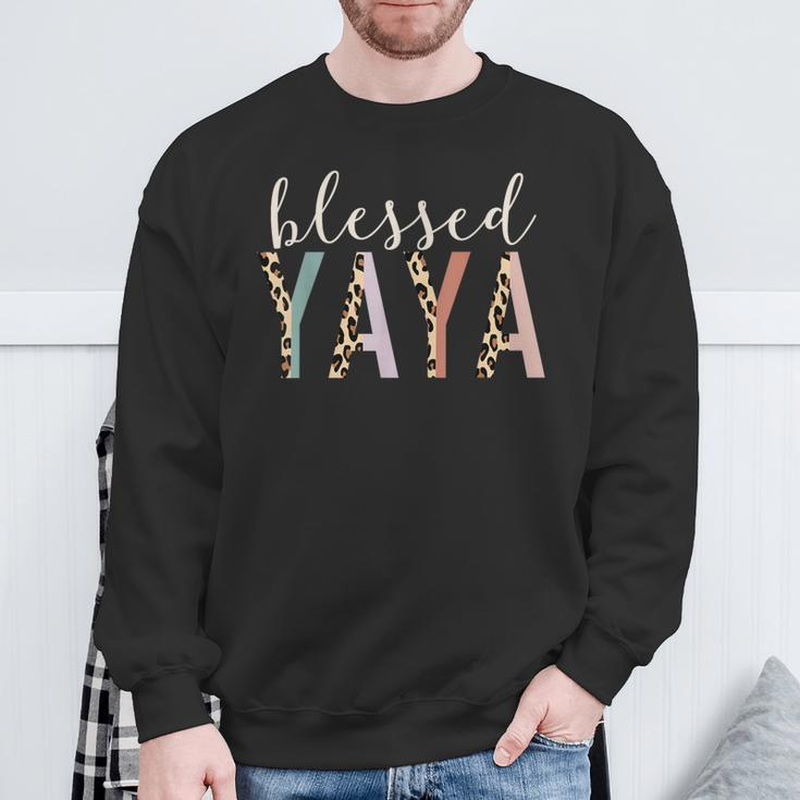 Blessed Yaya Cute Leopard Print Sweatshirt Gifts for Old Men