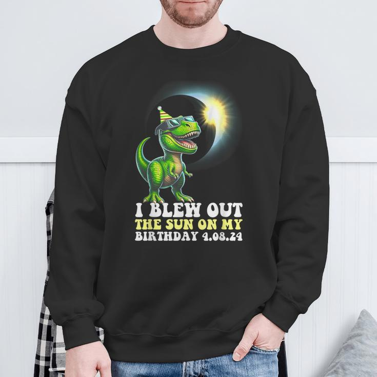 I Blew Out The Sun On Birthday Dinosaur 2024 Solar Eclipse Sweatshirt Gifts for Old Men