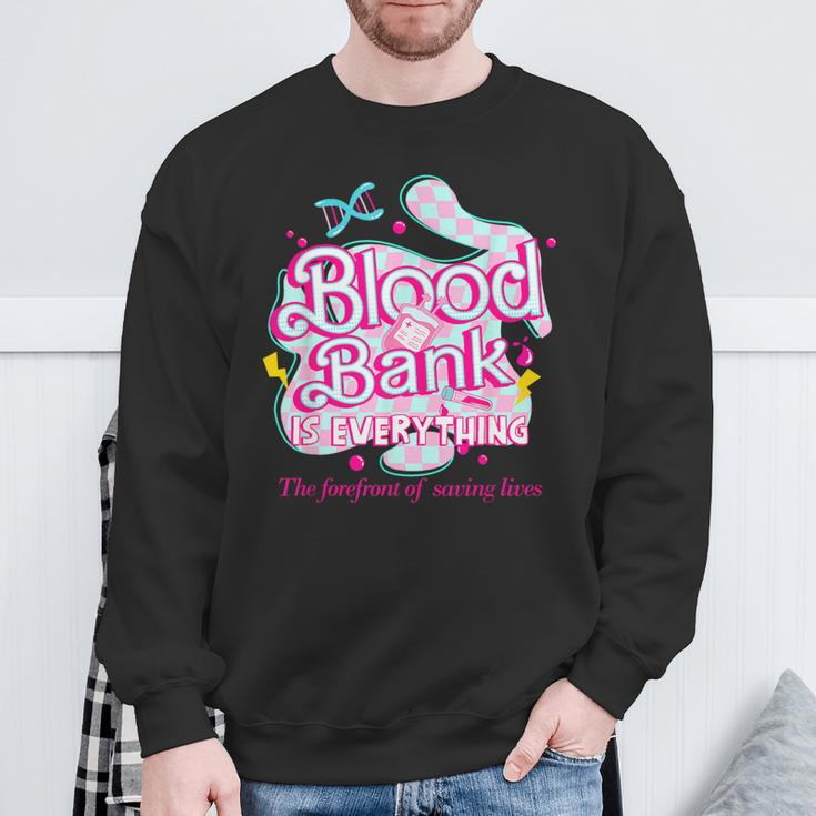 Blood Bank Is Everything Pink Retro Lab Week 2024 Med Tech Sweatshirt Gifts for Old Men