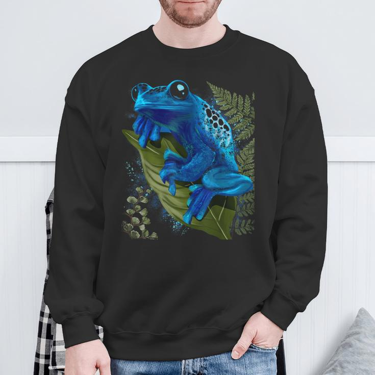 Blue Poison Dart Frog Colored Exotic Animal Amphibian Pet Sweatshirt Gifts for Old Men