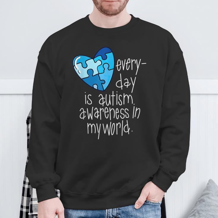 Blue Puzzle Heart Sweatshirt Gifts for Old Men