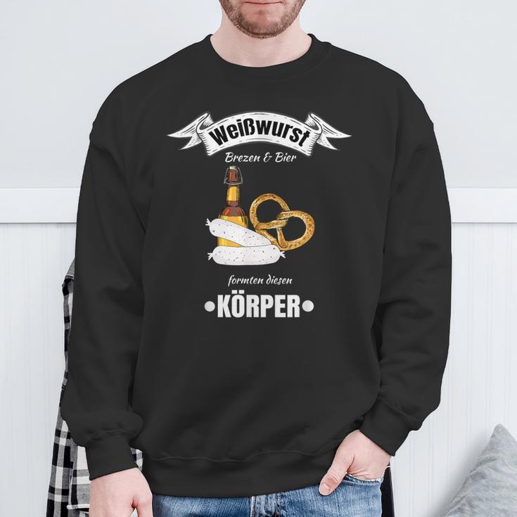 Boarisch Bayrisch Weißwurst Wurst Brezn Brezel Hopfen Motiv Sweatshirt Geschenke für alte Männer