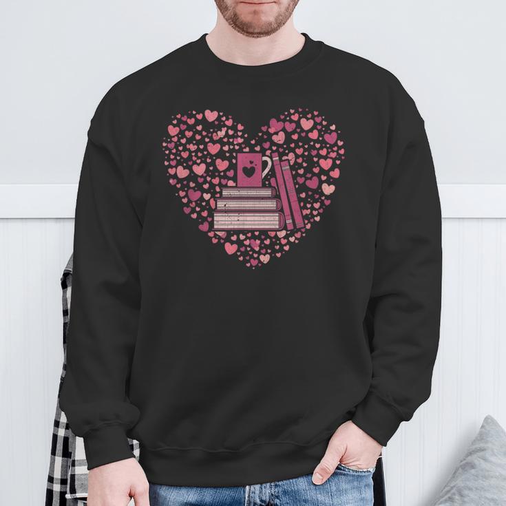 Book Heart Book Reader Bookworm Nerd Love Reading Sweatshirt Gifts for Old Men