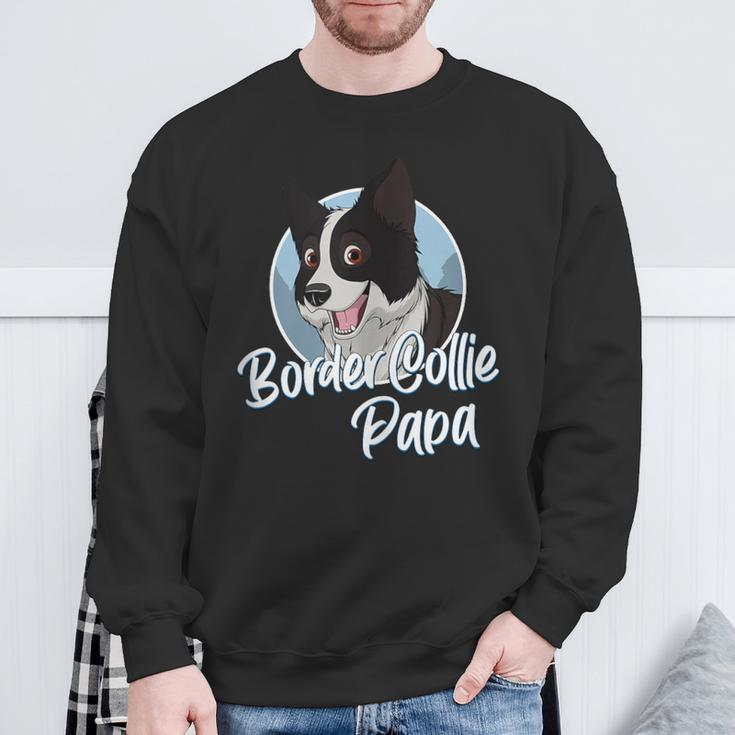 Border Collie Papa Mit Comic Zeichnung Herren Sweatshirt Geschenke für alte Männer