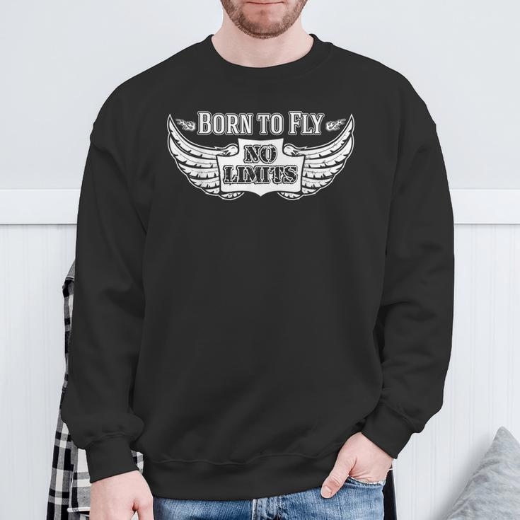 Born To Fly No Limits Wings And Flames Sweatshirt Gifts for Old Men