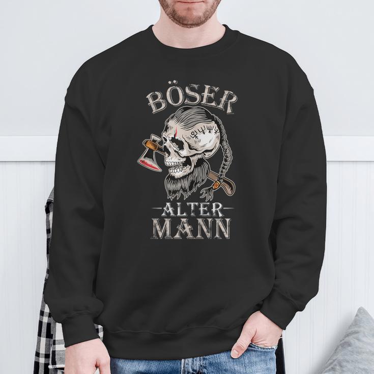 Böser Alter Mann Opa Papa Totenkopf Skullintage Wikinger Sweatshirt Geschenke für alte Männer