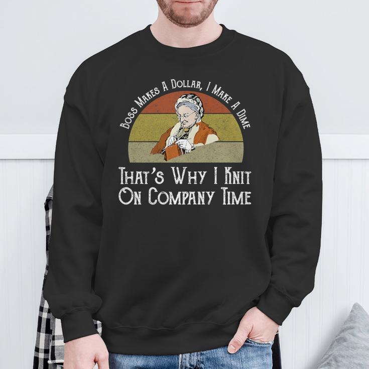 Boss Makes A Dollar I Make A Dime Knit On Company Time Sweatshirt Gifts for Old Men