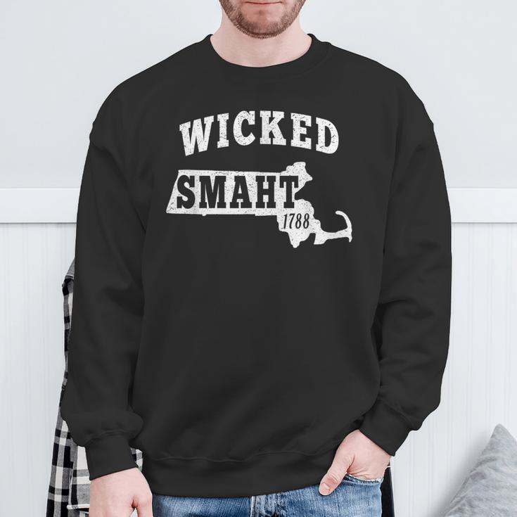 Boston Massachusetts Smart Accent Wicked Smaht Ma Sweatshirt Gifts for Old Men