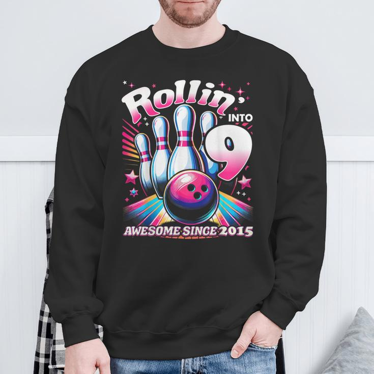 Bowling Party Rollin' 9 Awesome 2015 9Th Birthday Girls Sweatshirt Gifts for Old Men