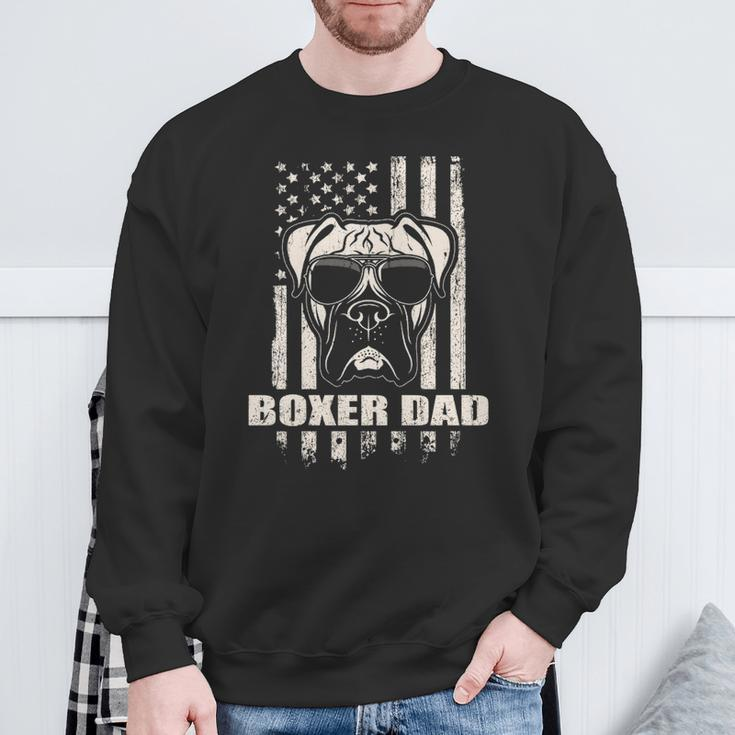 Boxer Dad Cool Vintage Retro Proud American Sweatshirt Gifts for Old Men