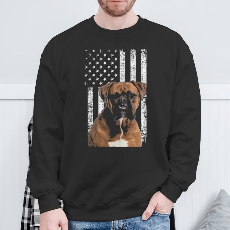 Boxer Dog American Flag Boxer Dad With Us Flag Sweatshirt Gifts for Old Men