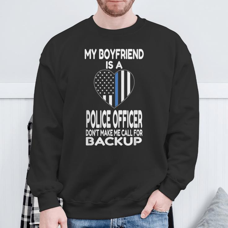 My Boyfriend Is A Police Officer Thin Blue Line Heart Sweatshirt Gifts for Old Men
