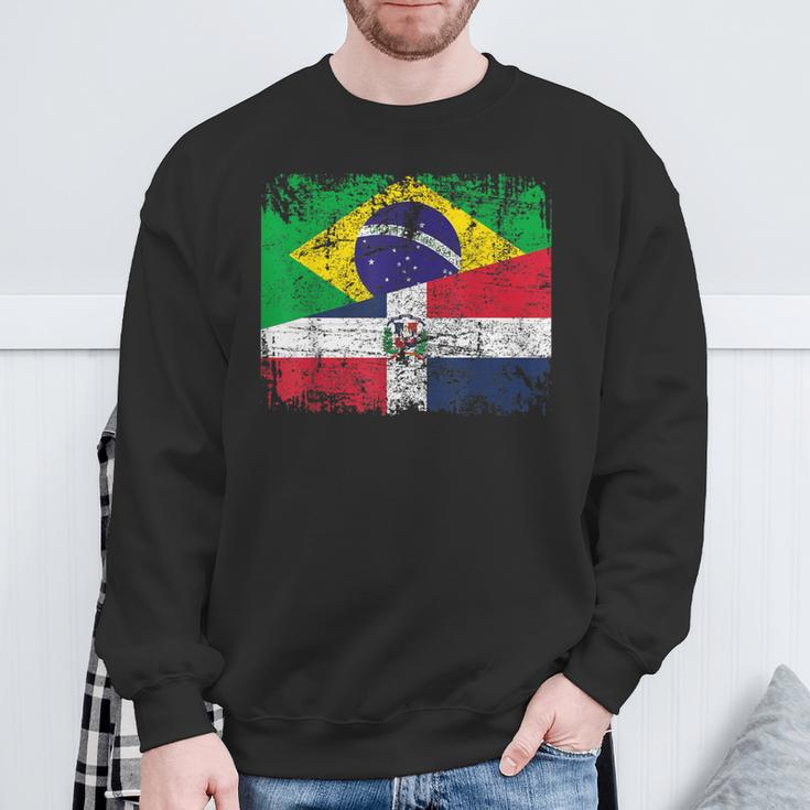 Brazil Dominican Republic Flags Half Dominican Brazilian Sweatshirt Gifts for Old Men