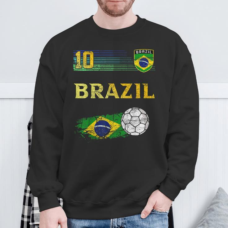 Brazil Soccer Fans Jersey Brazilian Flag Football Sweatshirt Gifts for Old Men