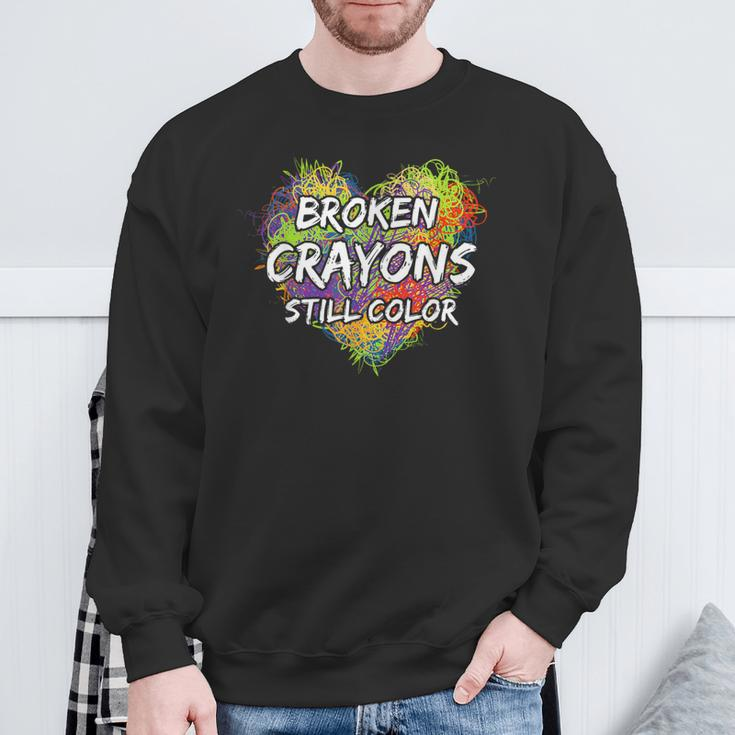 Broken Crayons Still Color Colorful Mental Health Awareness Sweatshirt Gifts for Old Men