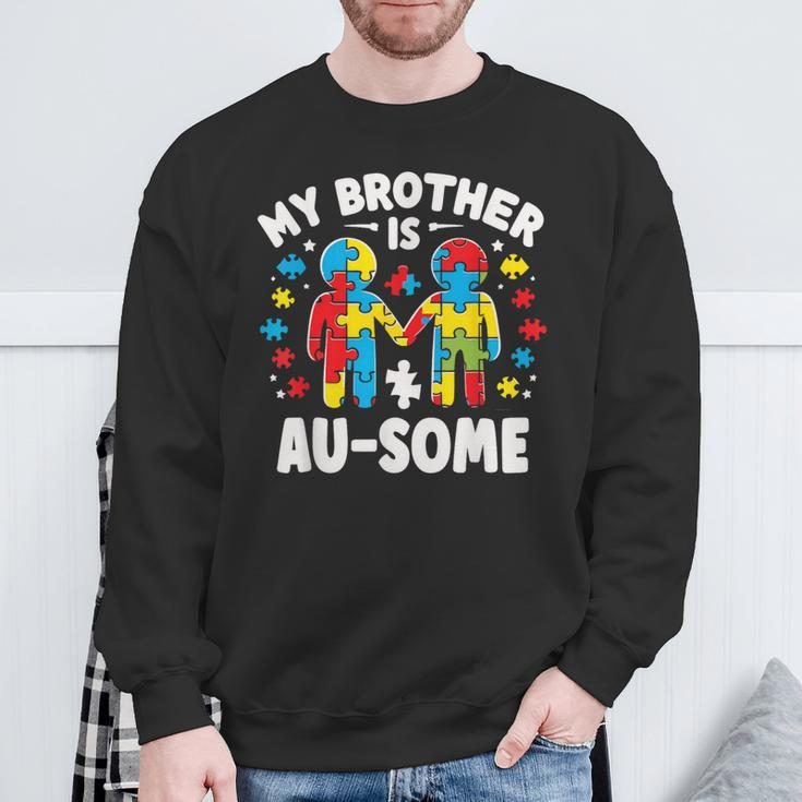 My Brother Is Awesome Autism Awareness Colorful Sweatshirt Gifts for Old Men