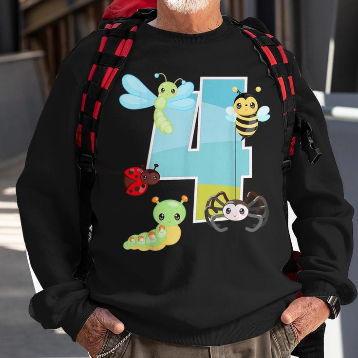 Bugs And Insects Nature Lover 4 Year Old 4Th Birthday Party Sweatshirt Gifts for Old Men