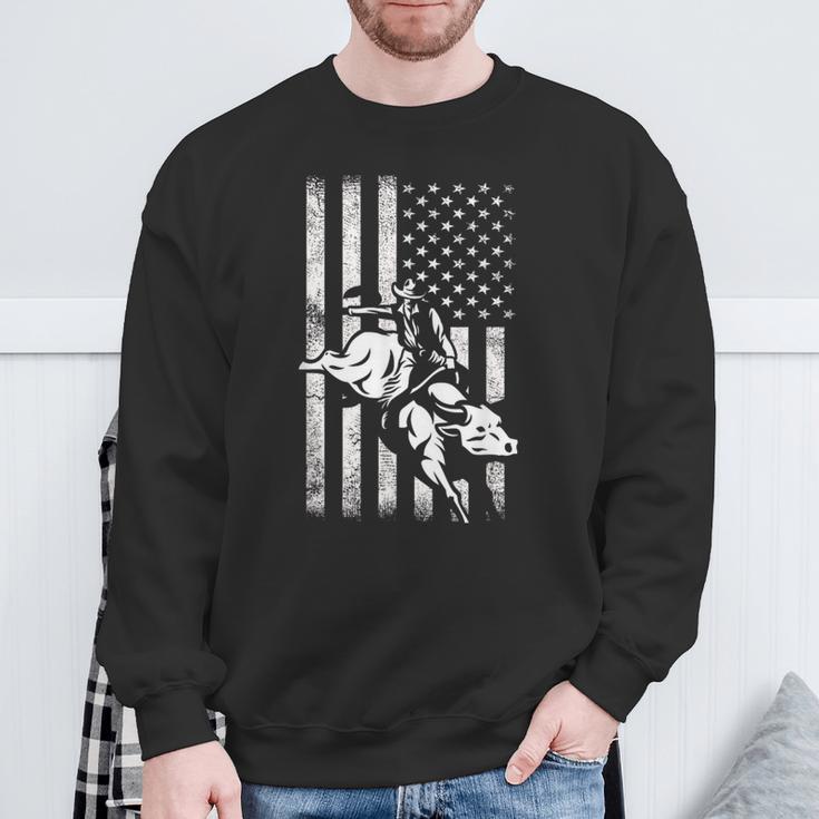 Bull Rider Cowboy American Usa Bull Riding Western Sweatshirt Gifts for Old Men