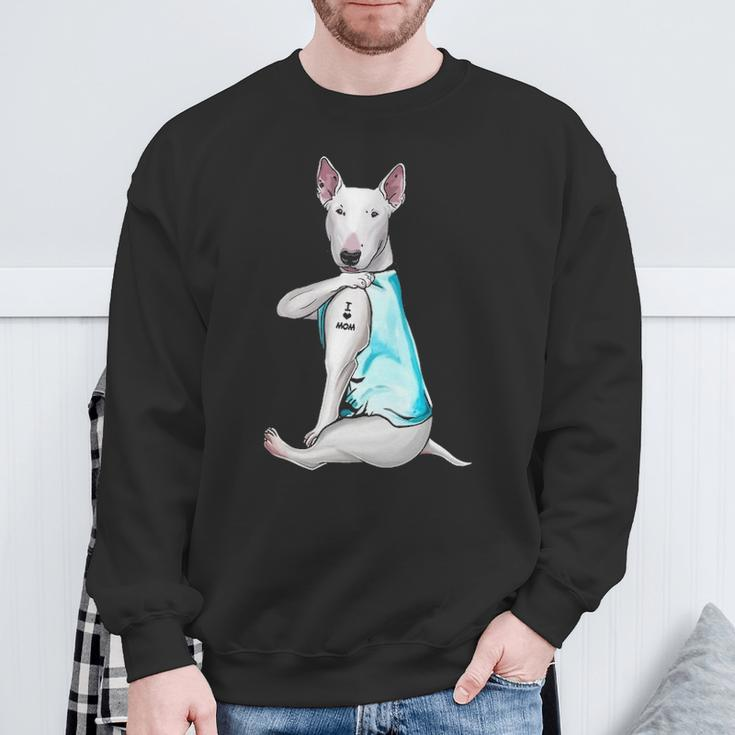Bull Terrier Tattoos I Love Mom Sitting Mother's Day Sweatshirt Gifts for Old Men
