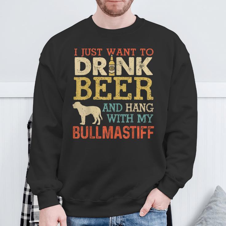 Bullmastiff Dad Drink Beer Hang With Dog Vintage Sweatshirt Gifts for Old Men