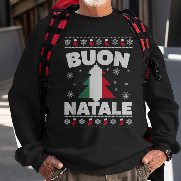 Buon Natale Merry Christmas Tree Italian Ugly Xmas Sweater Sweatshirt Gifts for Old Men