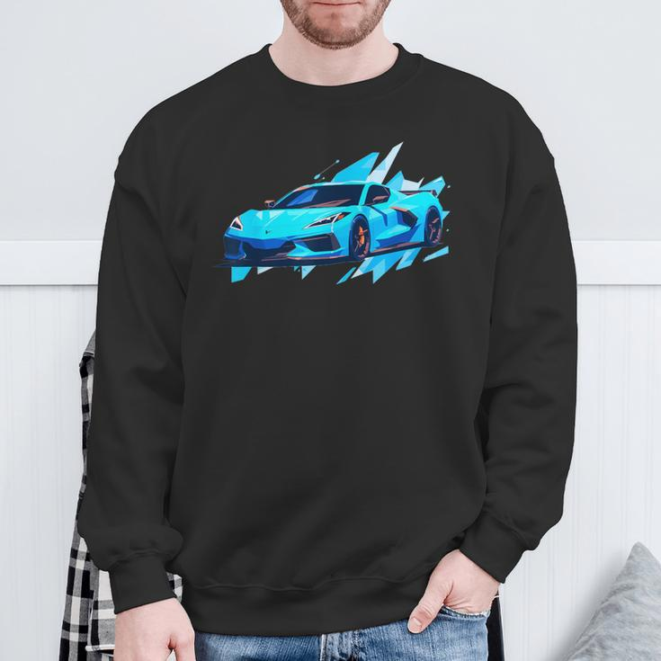 C8 Retro Rapid Blue Supercar Sports Car Vintage C8 Sweatshirt Gifts for Old Men
