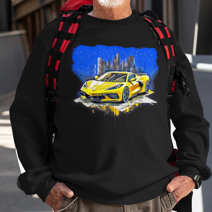 C8 Vette Sports Car Supercar Race Car Yellow For Boys Men Sweatshirt Gifts for Old Men